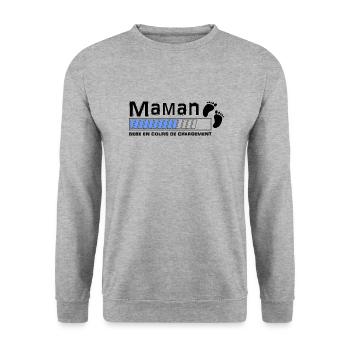 bébé en cours de chgt maman bleu - Sweat-shirt Unisexe - gris chiné - Devant - Alina (178cm) & Michal (187cm)
