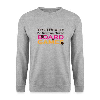 boardgame chess backgammon game night - Unisex Pullover - Weißgrau meliert - Vorne - Alina (178cm) & Michal (187cm)