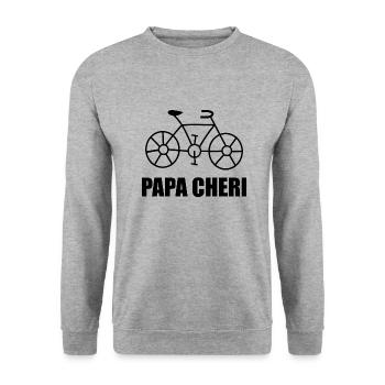 FÊTE DES PÈRES. BONNE FÊTE PAPA. PAPA. BONNE FÊTE - Sweat-shirt Unisexe - gris chiné - Devant - Alina (178cm) & Michal (187cm)
