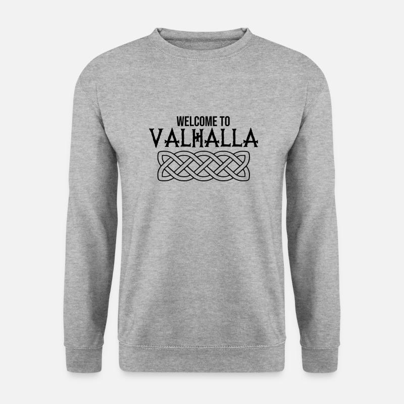 Willkommen bei valhalla wikinger zitat - Unisex Pullover - Weißgrau meliert