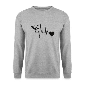 Fußballspieler Fußballdesign Fußballmannschaft - Unisex Pullover - Weißgrau meliert - Vorne - Alina (178cm) & Michal (187cm)