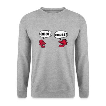 QUOI COUBEH quoicoubeh citation drôle - Sweat-shirt Unisexe - gris chiné - Devant - Alina (178cm) & Michal (187cm)
