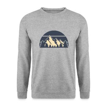 vintage sunset Berge weiß - Unisex Pullover - Weißgrau meliert - Vorne - Alina (178cm) & Michal (187cm)
