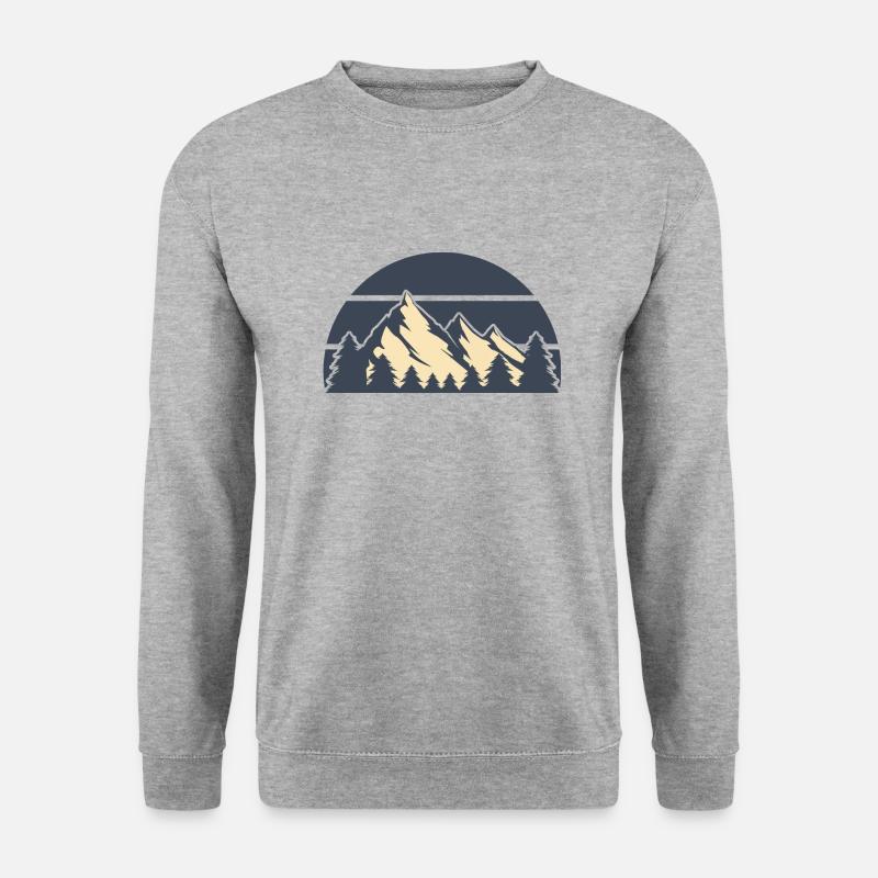 vintage sunset Berge weiß - Unisex Pullover - Weißgrau meliert