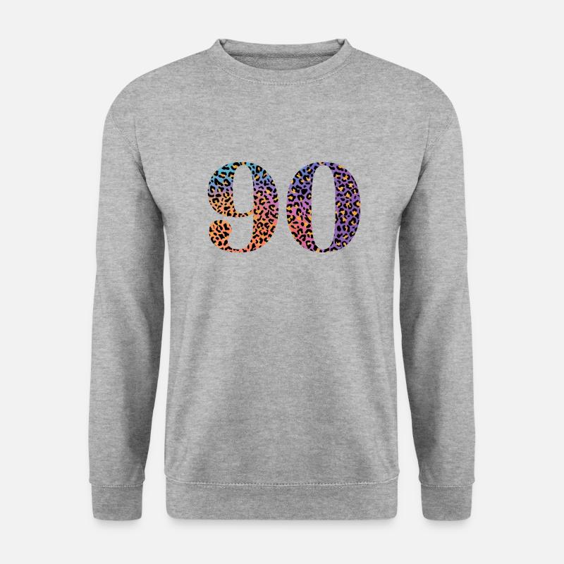 90. Geburtstag Leopard - Unisex Pullover - Weißgrau meliert
