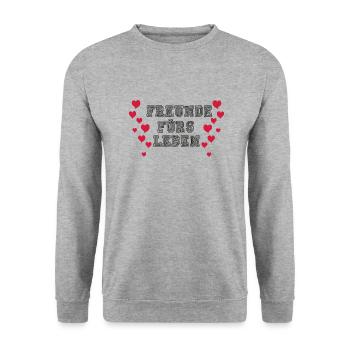 Freunde fürs Leben - Unisex Pullover - Weißgrau meliert - Vorne - Alina (178cm) & Michal (187cm)