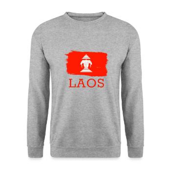 Laos Laote Laoten Elefant Lao I Geschenk - Unisex Pullover - Weißgrau meliert - Vorne - Alina (178cm) & Michal (187cm)