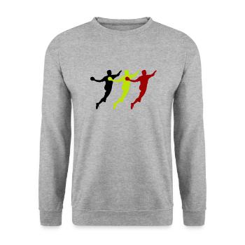 handballer belgien - Unisex Pullover - Weißgrau meliert - Vorne - Alina (178cm) & Michal (187cm)