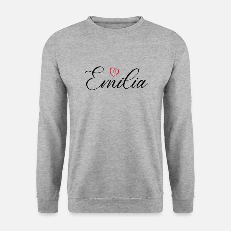 emilia name herz - Unisex Pullover - Weißgrau meliert