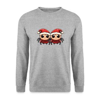 Tarantula Weihnachten Team - Unisex Pullover - Weißgrau meliert - Vorne - Alina (178cm) & Michal (187cm)