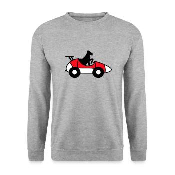 chien voiture conduite course autosport voiture de course - Sweat-shirt Unisexe - gris chiné - Devant - Alina (178cm) & Michal (187cm)