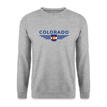Colorado Fan T-Shirt – Mountains & Adventure - Unisex Sweatshirt - salt & pepper - Front - Alina (178cm) & Michal (187cm)