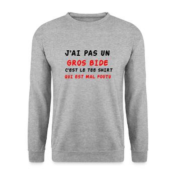 J'ai pas un gros bide - Sweat-shirt Unisexe - gris chiné - Devant - Alina (178cm) & Michal (187cm)
