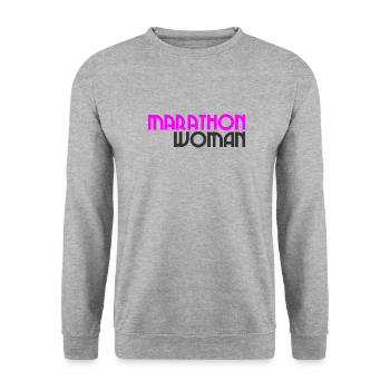 Marathon Woman - Running - Endurance - Sport - Unisex Sweatshirt - salt & pepper - Front - Alina (178cm) & Michal (187cm)