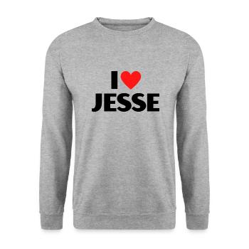 I Love Jesse Red Heart Love Fan Gift - Unisex Sweatshirt - salt & pepper - Front - Alina (178cm) & Michal (187cm)