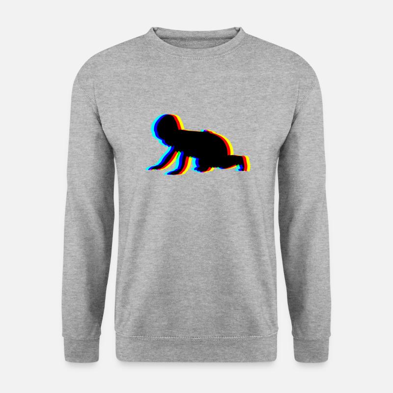 baby krabbeln - Unisex Pullover - Weißgrau meliert