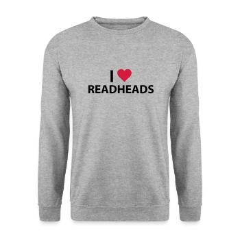 i_love_redheads - Sweat-shirt Unisexe - gris chiné - Devant - Alina (178cm) & Michal (187cm)
