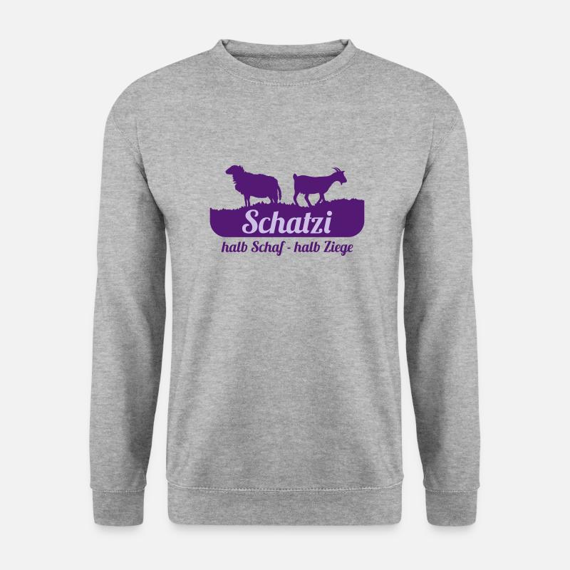 Schatzi (halb Schaf - halb Ziege) - Unisex Pullover - Weißgrau meliert