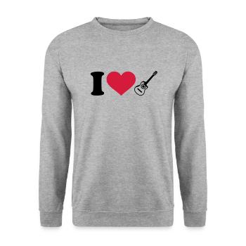 I love Guitar - Unisex Sweatshirt - salt & pepper - Front - Alina (178cm) & Michal (187cm)