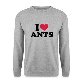 I love Ants - Sweat-shirt Unisexe - gris chiné - Devant - Alina (178cm) & Michal (187cm)
