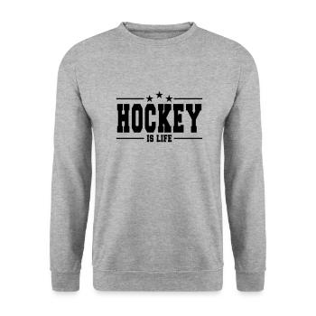 hockey is life 1 - Sweat-shirt Unisexe - gris chiné - Devant - Alina (178cm) & Michal (187cm)