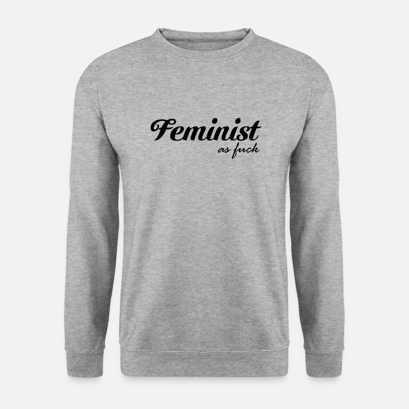 Feminist as fuck - Unisex Pullover - Weißgrau meliert