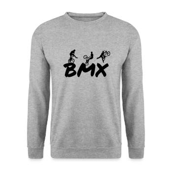 BMX - Unisex Pullover - Weißgrau meliert - Vorne - Alina (178cm) & Michal (187cm)