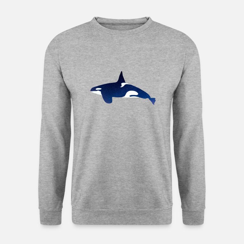 Orca im Nachthimmel - Unisex Pullover - Weißgrau meliert
