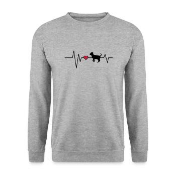 Heartbeat Dog Pup - Unisex Sweatshirt - salt & pepper - Front - Alina (178cm) & Michal (187cm)