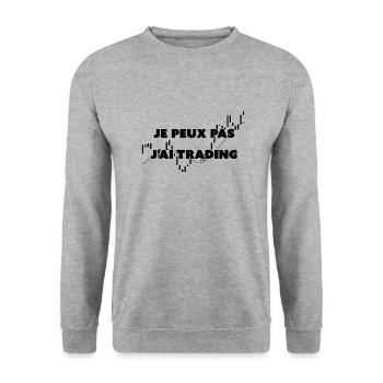 Je peux pas j'ai Trading - Sweat-shirt Unisexe - gris chiné - Devant - Alina (178cm) & Michal (187cm)