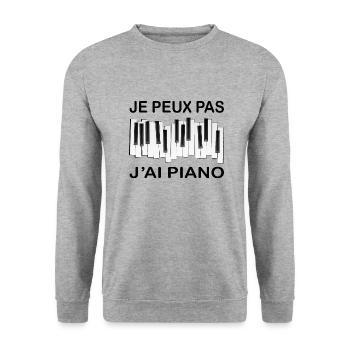 Je Peux Pas J'ai Piano - Sweat-shirt Unisexe - gris chiné - Devant - Alina (178cm) & Michal (187cm)