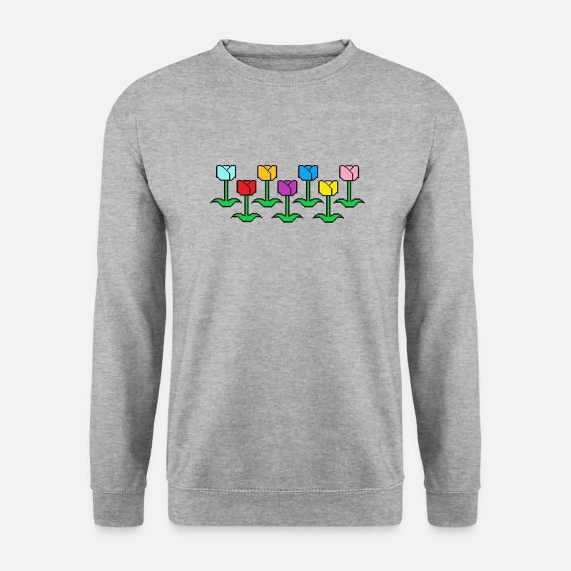 Blumenwiese - Unisex Pullover - Weißgrau meliert