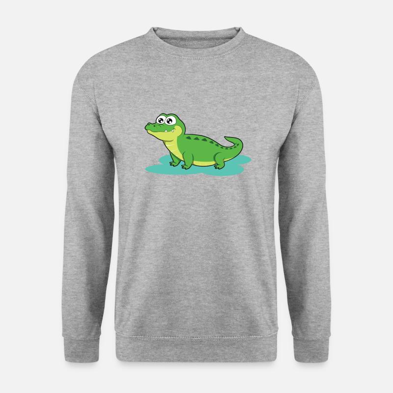 Krokodil - Unisex Pullover - Weißgrau meliert