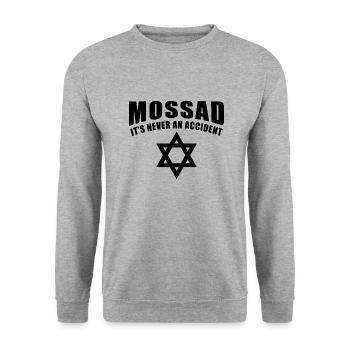 Mossad it's never an accident Star of David Gift - Unisex Sweatshirt - salt & pepper - Front - Alina (178cm) & Michal (187cm)