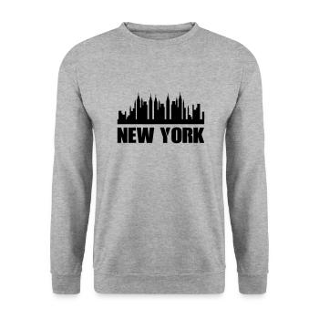 New York - Sweat-shirt Unisexe - gris chiné - Devant - Alina (178cm) & Michal (187cm)
