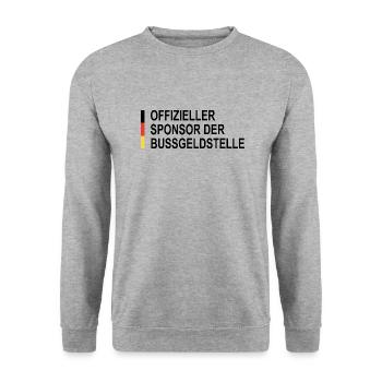Offizieller Sponsor der Bußgeldstelle motorrad - Unisex Pullover - Weißgrau meliert - Vorne - Alina (178cm) & Michal (187cm)