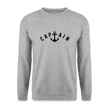 Capitaine Anchor T - Sweat-shirt Unisexe - gris chiné - Devant - Alina (178cm) & Michal (187cm)