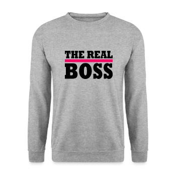 The real boss - Sweat-shirt Unisexe - gris chiné - Devant - Alina (178cm) & Michal (187cm)
