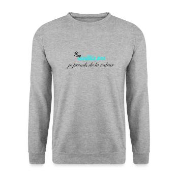 je ne vieillis pas je prend de la valeur humour - Sweat-shirt Unisexe - gris chiné - Devant - Alina (178cm) & Michal (187cm)