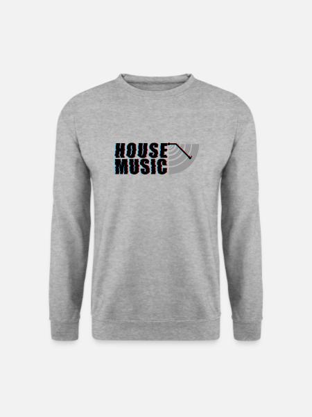 House Music Glitch Vinyl - Unisex Pullover - Weißgrau meliert