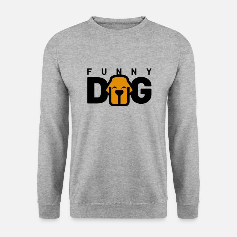 FUNNY DOG - Unisex Pullover - Weißgrau meliert