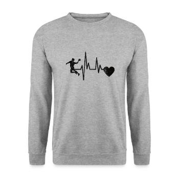 Handballverein Handball Handballspieler Handballer - Unisex Pullover - Weißgrau meliert - Vorne - Alina (178cm) & Michal (187cm)