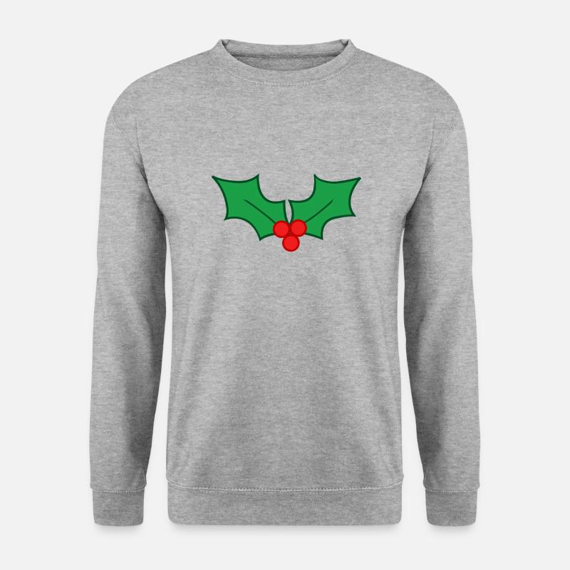 Weihnachtsstechpalme bringt Glück - Unisex Pullover - Weißgrau meliert