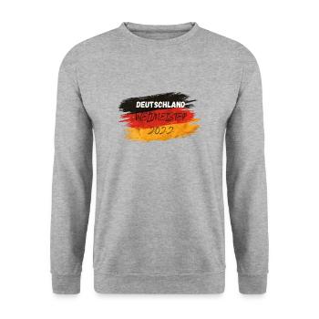 DEUTSCHLAND - Unisex Pullover - Weißgrau meliert - Vorne - Alina (178cm) & Michal (187cm)