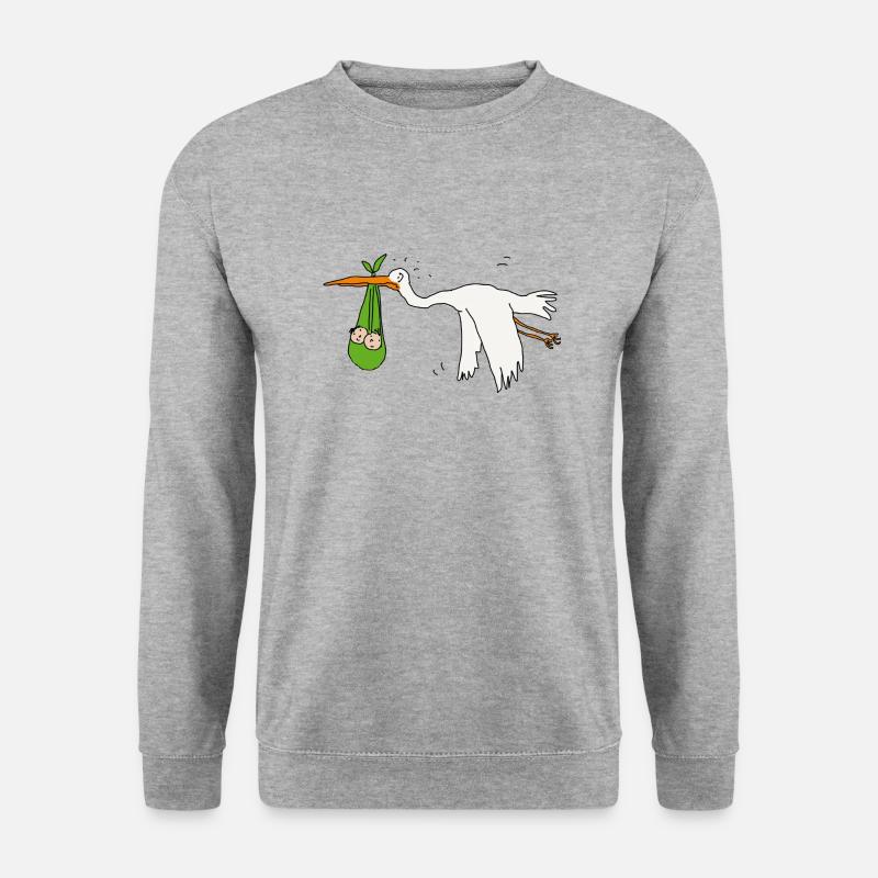 Zwillinge Storch helle Haut - Unisex Pullover - Weißgrau meliert
