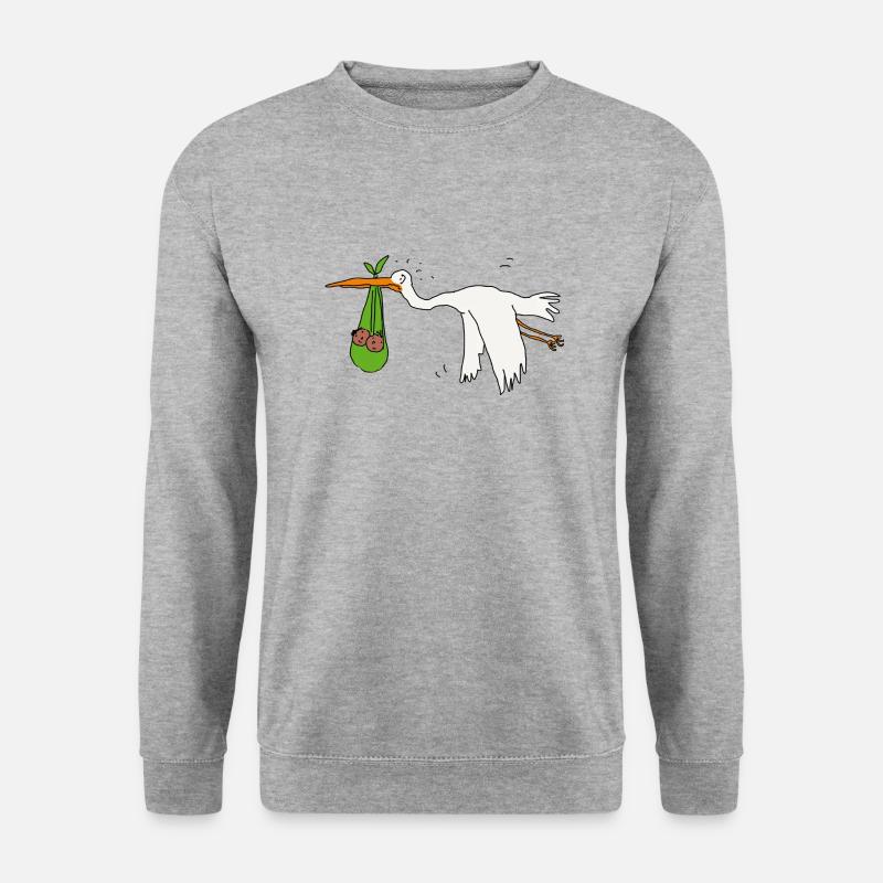 Zwillinge Storch dunkle Haut - Unisex Pullover - Weißgrau meliert