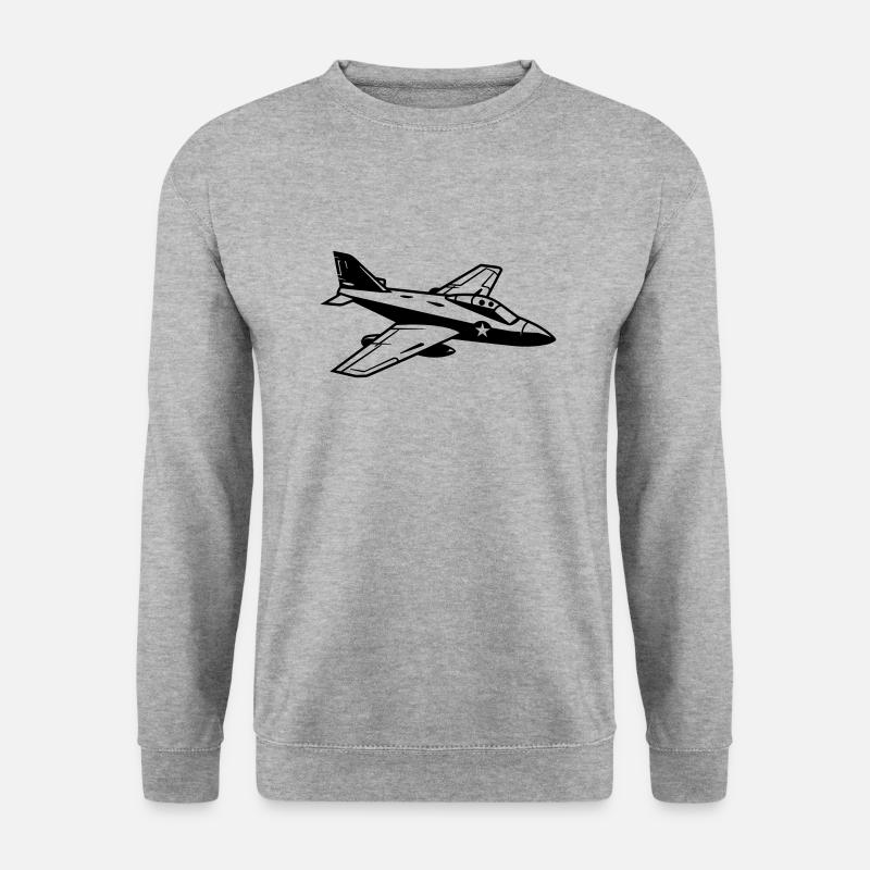 Kampfjet - Unisex Pullover - Weißgrau meliert