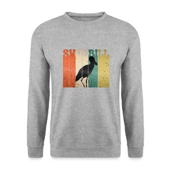 Schuhschnabel Vogel Ornithologe Wald I Geschenk - Unisex Pullover - Weißgrau meliert - Vorne - Alina (178cm) & Michal (187cm)