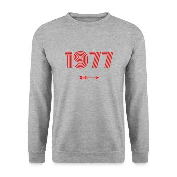 Born in 1977 - Unisex Sweatshirt - salt & pepper - Front - Alina (178cm) & Michal (187cm)