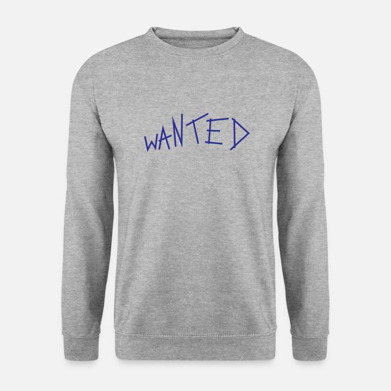 Wanted grunge Schriftzug - Unisex Pullover - Weißgrau meliert